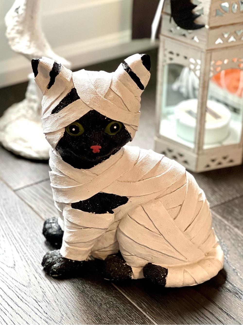 Mummy Cat Figurine Halloween table cat lover spooky cute